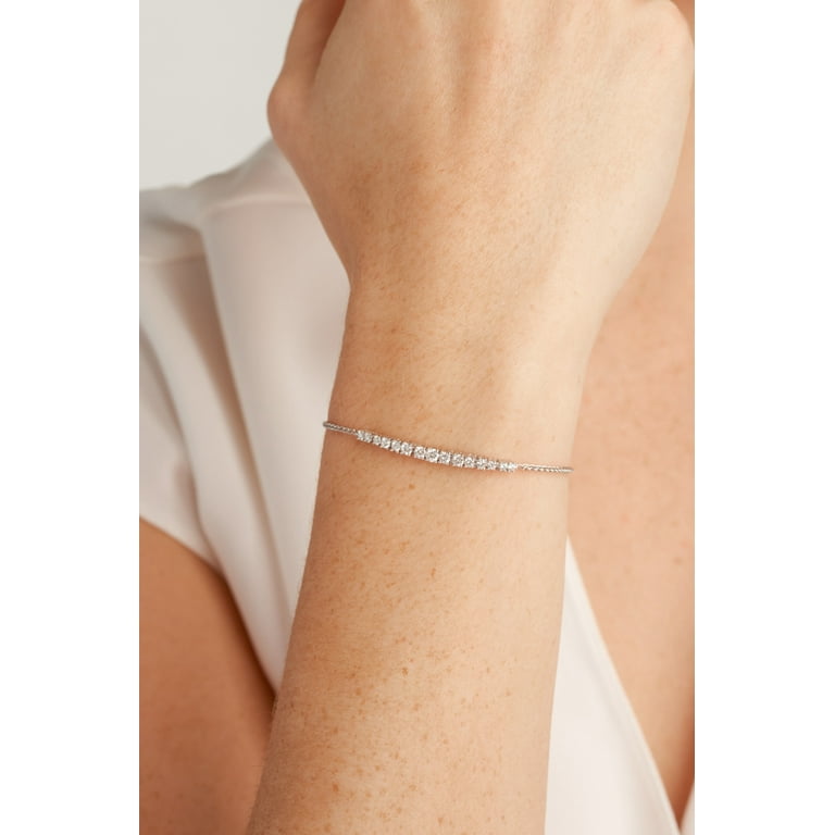 Ct Tw Bolo Bracelet Sterling Silver Zales 1/10 Black And White