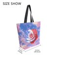 thumbnail image 4 of Open Top Canvas Tote Bag with Zipper Reusable Shopping Bag 13.5x15" Roomy Carryall Rose with Flag Pattern, 4 of 9
