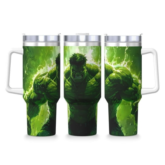 Large Capacity Ice Bully with Handle Green Hulk Stainless Steel Mug Coffee Cup Thermal Travel 40oz