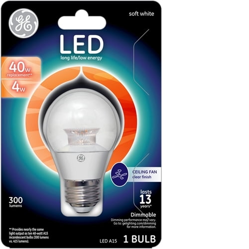 Ge Lighting 37933 Dimmable Led A15 Ceiling Fan Bulb With Medium