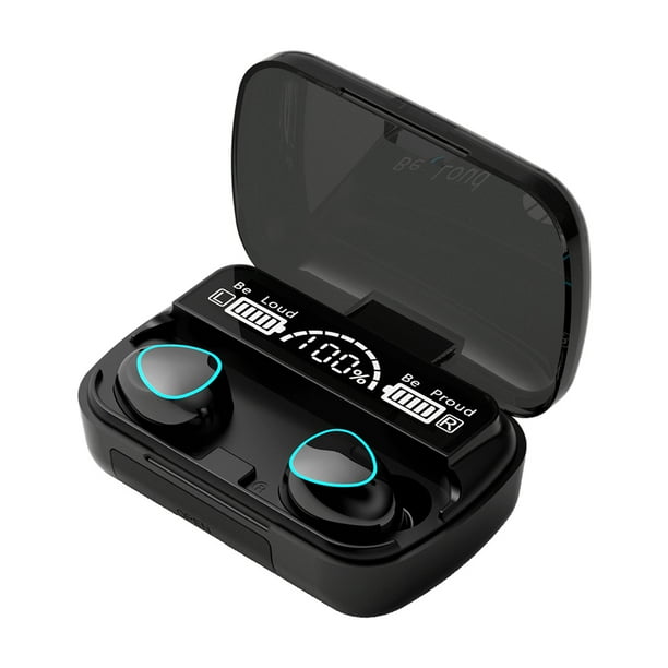 Shengyu Bluetooth-compatibility Earbuds Waterproof In-Ear Charging Box 9D Digital Display Headphone Pocket Music Call Earphone Black Big screen 1Set