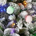 thumbnail image 5 of Seasonal LLC 6ft Snow Kissed Pine Flocked Slim Christmas Tree, 26 Inches Diameter, Pre-Strung with 200 Multicolor LED Lights, Long-Lasting LED Bulbs, 5 of 5