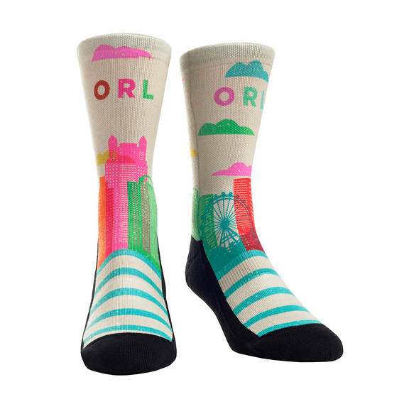 Rock Em Elite City Theme Orlando Spectrum Crew Socks (L/XL (9-13))