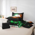 thumbnail image 6 of Feelyou Est Sleep Baseball Bedding Comforter Set 7pcs for Teens, Fire and Water King Bedding Sets, Green Yellow Lightning Reversible Bed Sheets, Microfiber Bedroom Decor, 6 of 8