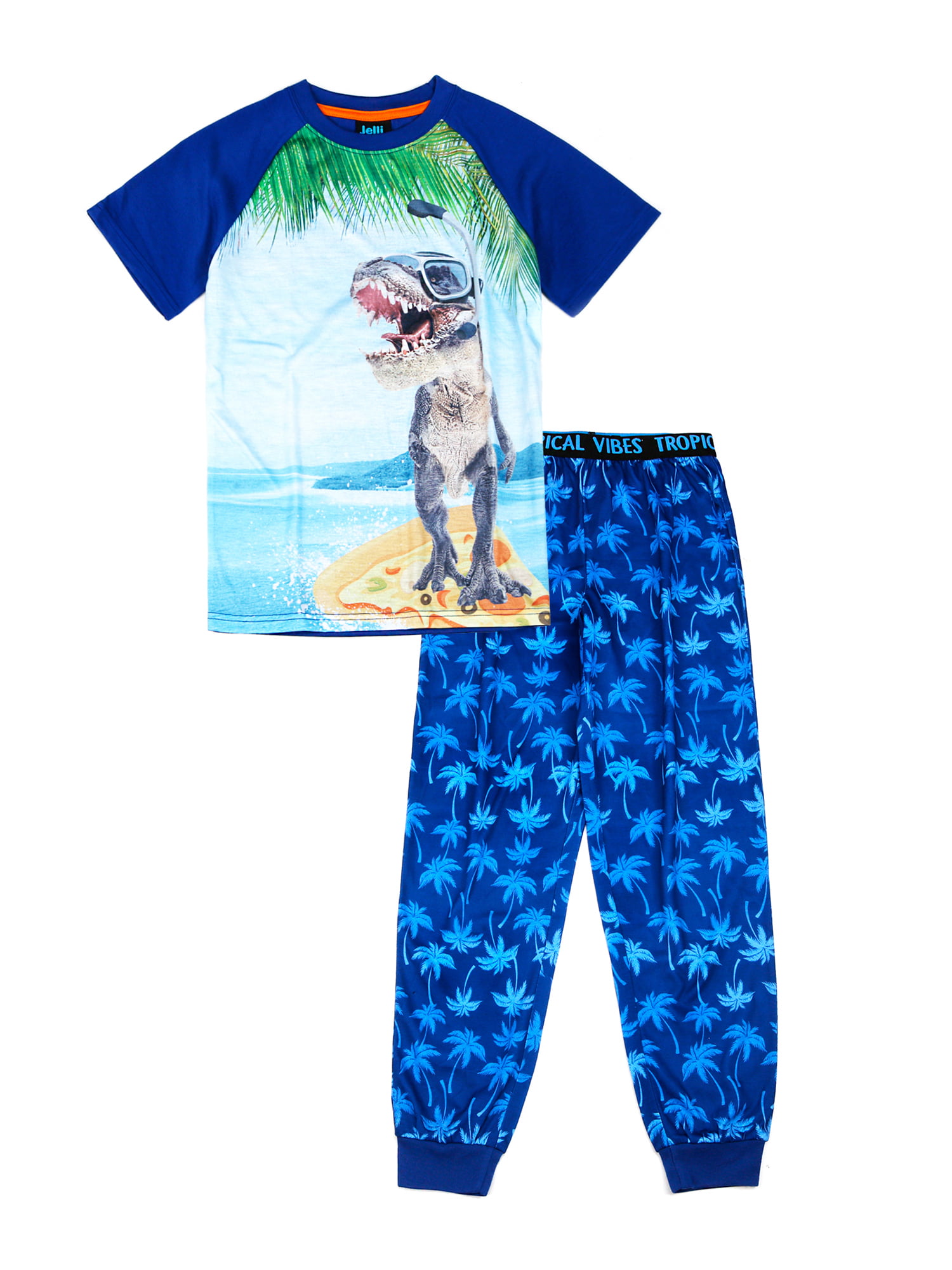 Jellifish Kids Boys 2-Piece Cotton Pajama Set Top & Jogger Pants