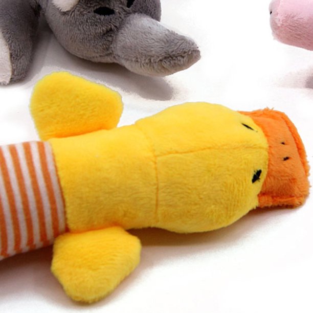 Mascotas Perro Felpa Masticar Juguetes Cachorro Squeaky Molar Suave Juguetes Interactivos (Pato Amarillo) JShteea Libre de BPA