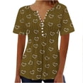 thumbnail image 1 of Blouses pour Femmes Imprimé Col en V Boutonné Haut Court, 1 of 1