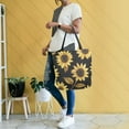 thumbnail image 4 of FORMRS Womens Canvas Tote Bag with Zipper Inner Pocket Shoulder Handbag, Black Sunflower Pattern, 4 of 7