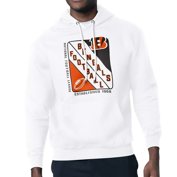 Men's Starter White Cincinnati Bengals Shield Logo Pullover Hoodie