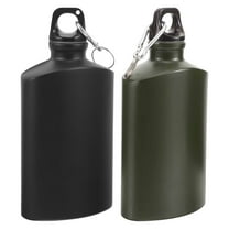 Hytrove Metal Canteen Black Leak-Proof 2Pcs 7.9X3.7X2.0In