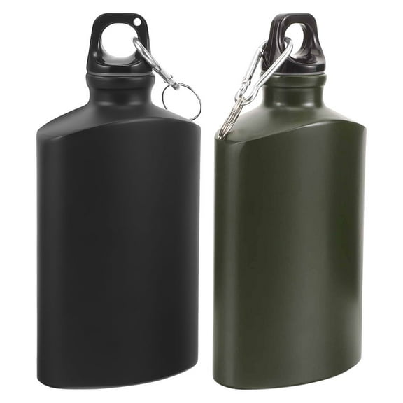 Hytrove Metal Canteen Black Leak-Proof 2Pcs 7.9X3.7X2.0In