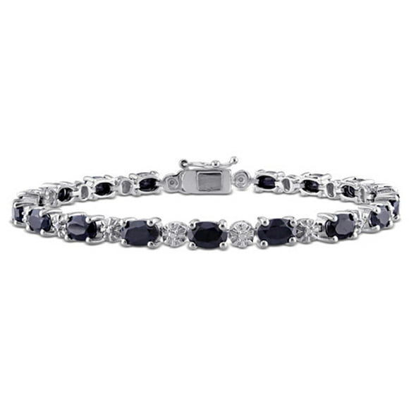 Miabella Bracelet Saphir Noir en Argent Sterling avec Diamant et 11 1/6 CT TGW