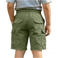 thumbnail image 4 of HAOTAGS Cargo Shorts for Teen Boys (5-15), Elastic-Waist Straight-Fit Casual Shorts Lightweight Mid-Length Summer Trousers Army Green 11-12 Years, 4 of 7