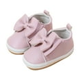 thumbnail image 2 of Aojekbee Baby Girl Synthetic Leather Flats Infant Bow First Walker Crib Shoes for Festival, Baby Shower, 2 of 10