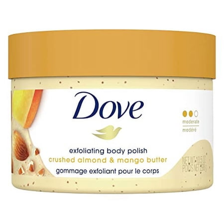 Dove Scrub Crushed Almond & Mango Butter For Silky Smooth Skin Body Scrub Exfoliates & Restores Skin's Natural Nutrients 10.5 oz