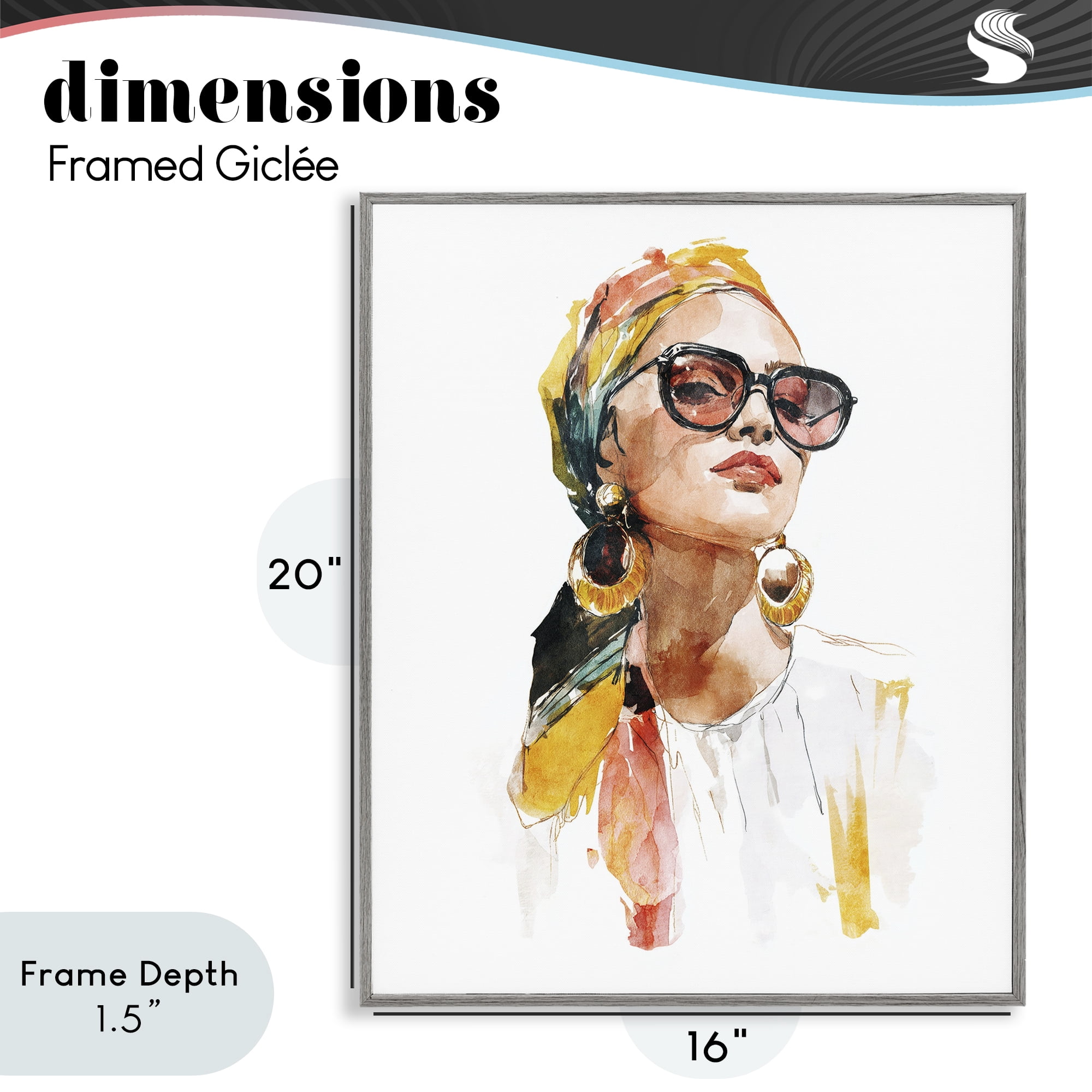 Stupell Industries Stylish Woman with Headwrap Gray Framed Giclee Art, design by Svetlana Aleynikova