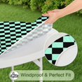 thumbnail image 5 of Black and Mint Green Checkerboard Pattern Round Fitted Tablecloth with Elastic Edge,Dining Table Cover Waterproof,Outdoor Round Tablecloth for Camping,Dining,Indoor and Outdoor, 5 of 7