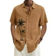 thumbnail image 2 of Inglocry Short Sleeve Shirts for Men Hawaiian Button Down Casual Summer Western Shirts Beach Solid Tshirts Collared Neck Tops Brown 3XL, 2 of 5