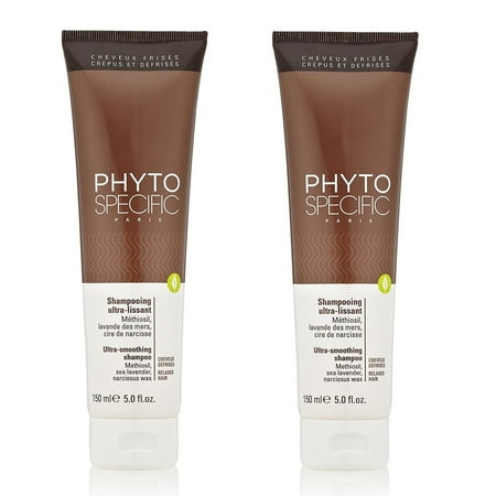 Phyto PhytoSpecific Ultra-Smoothing Shampoo, 5 Oz (Pack of 2) + Makeup Blender Stick, 12