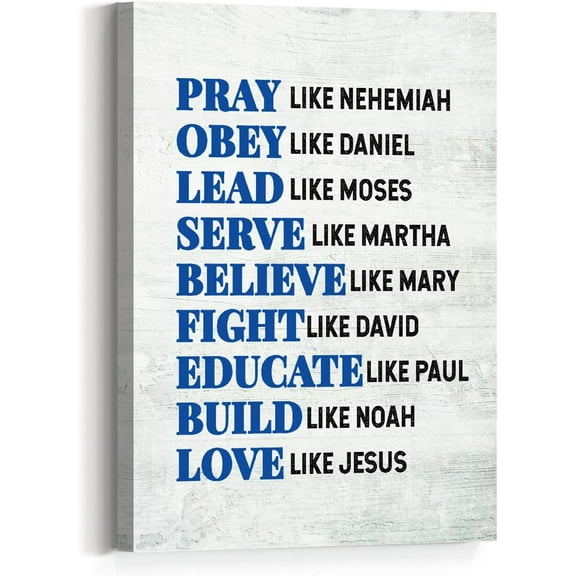 Spiritual Super Role Models Christian Wall Art Canvas, Bible Canvas Framed Wall Art Ready to Hang For Christian Home Bedroom Office Church Religious Wall Decor 12"x 15"