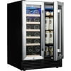 24" Beverage and Wine Cooler, Built-in and Freestanding Wine Beverage Refrigerator Dual Zone, Holds 57 Cans and 19 Bottles, with Independent Temperature Control and Upgraded Compressor