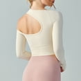 thumbnail image 3 of Ropa deportiva informal de yoga de manga larga con copa de gota de agua semifija, top deportivo de otoño, ropa de fitness de manga larga corta y ajustada para mujer, 3 of 3