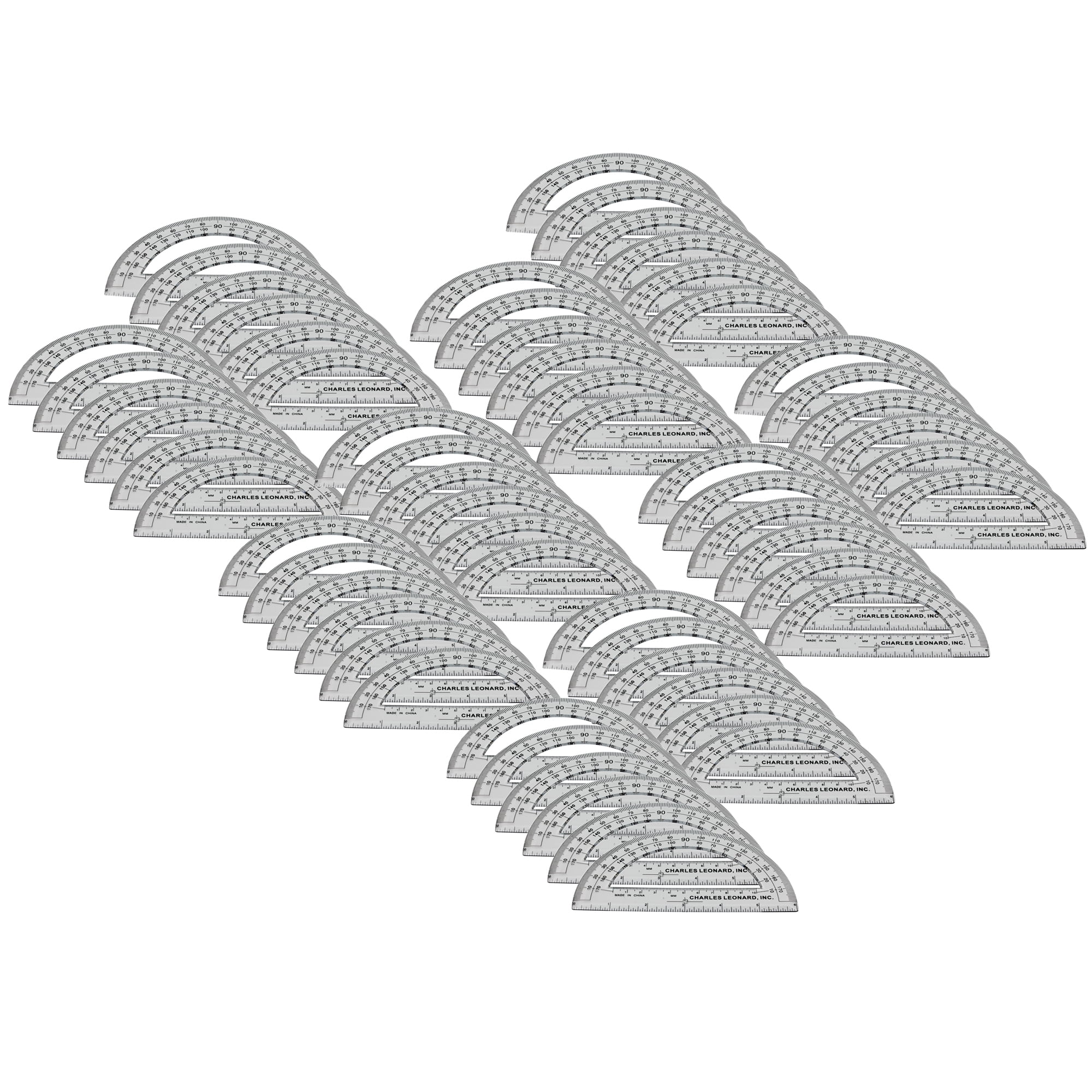 Charles Leonard Protractor Plastic, 6-Inch, 12 Per Pack, 5 Packs
