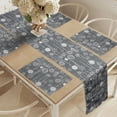 thumbnail image 2 of Ambesonne Winter Table Runner & Placemats, Blizzard, Placemat 4 pcs + Runner 16"x72", Charcoal Grey White, 2 of 2