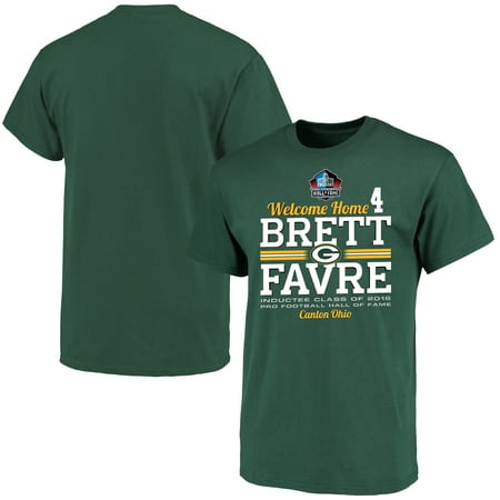 Green Green Bay Packers T-shirt Brett Favre Green Bay Packers Majestic Welcome Home Hall of Fame Name & Number T-Shirt - Green ()