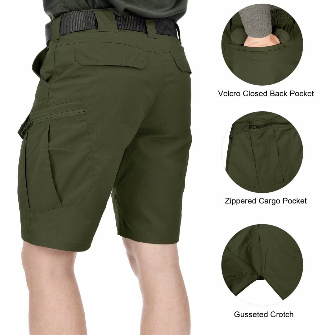 HARD LAND Men’s 8.5 Inches Stretch Tactical Cargo Shorts Waterproof Work Shorts Ripstop Elastic Waist Hiking