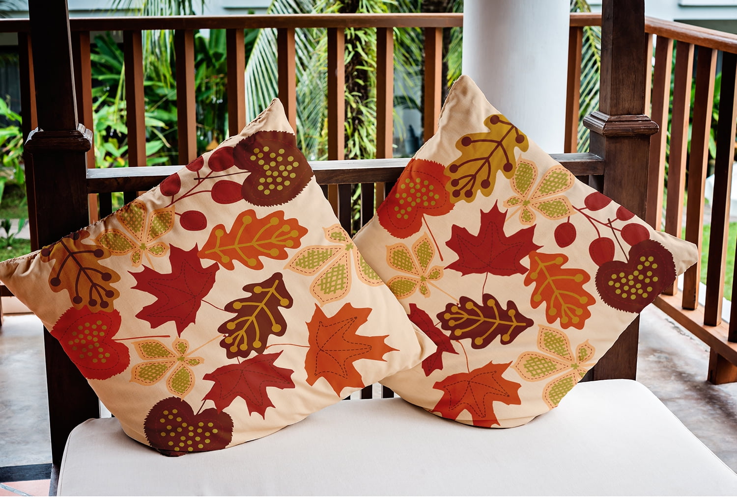 20" x 20" Simply Daisy Fall Leaves Polyester Indoor/Outdoor Pillow, Sienna Qty 1