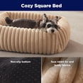 thumbnail image 3 of Washable Rectangle Dog Bed with Removable Cover, Calming Dog Beds for Small Dogs and Cats, Soft Pet Beds, Non-Slip Bottom, Beige, 25in, 3 of 7