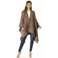 thumbnail image 5 of Sakkas Lupe Womens Reversible Poncho Wrap Cape Shawl Sweater Coat Cardigan Pattern - Houndstooth Brown - One Size Regular, 5 of 7