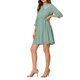 thumbnail image 4 of Vestido de mujer Inspire Chic con estampado de estrellas y puntos, cuello de solapa, volantes y mangas 3/4, color verde, 4 of 6