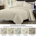 thumbnail image 5 of Chezmoi Collection Austin 3-Piece Oversized Bedspread Coverlet Set, Lightweight Reversible Bedding Cover for All Season, Ivory, King, 5 of 9