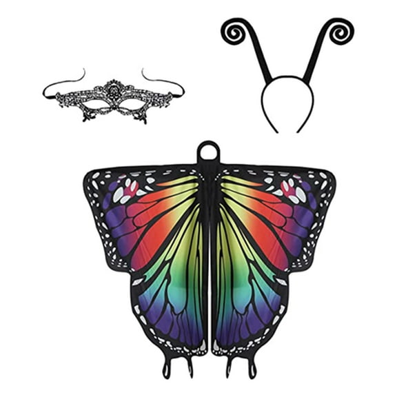 Butterfly Costume for Women - Halloween Cape Adult Wings with Mask and Antenna Headband