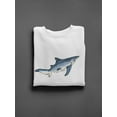 thumbnail image 3 of Blue Shark Watercolor Sweatshirt Men - Men Sweatshirt, White, 5XL, 3 of 4