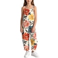 thumbnail image 4 of dazeni Girls Sleeveless Jumpsuits Fashion Tie Dye Romper Wide Leg Pants Casual Summer Boho Spaghetti Straps Overalls with Big Pockets Watermelon Red 13-14 Years, 4 of 9