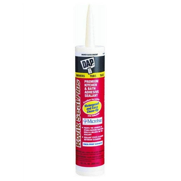 Dap 18519 Kwik Seal Plus Kitchen & Bath Microban Caulk, 10.1 Oz, Bisque, Each