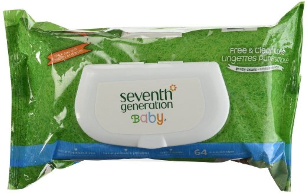 Seventh Generation Free & Clear Baby Wipes 64 ea (Pack of 2)
