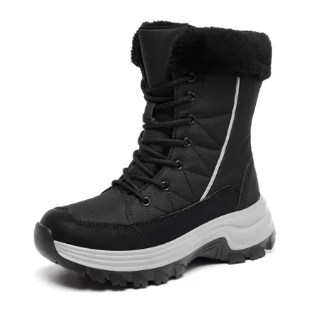

Fashion Quilted Lace Up Snow Boots Plush Inside Thick Sole Outdoor Sneakers Women‘s Footwear