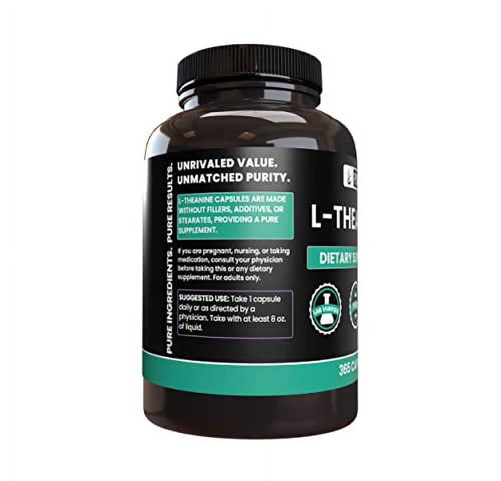 Pure Original Ingredients L-Theanine 365 Capsules Amino Acid, No Magnesium or Rice Filler, Lab Verified