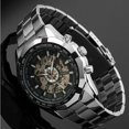 thumbnail image 3 of Skeleton Automatic Watches For Men Silver Stainless Steel Wrist Watch, 3 of 4
