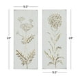 thumbnail image 4 of DecMode White Metal Panel Relief Floral Wall Decor with Gold Detailing (2 Count), 4 of 14