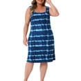 thumbnail image 2 of Agnes Orinda Plus Size Tie Dye Sleeveless Summer Dresses for Women Beach Tshirt Sundress Casual Loose Tank Dress 1X Blue, 2 of 6
