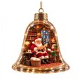 Santas Study Acrylic Glow In The Dark Christmas Bell Ornament, Lighted ...