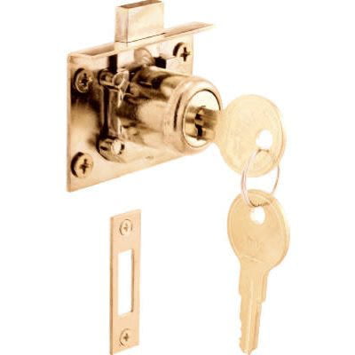 Prime Line 7/8-Inch Brass Drawer/ Cabinet Lock 1 Pack