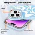 thumbnail image 3 of for iPhone 14 Pro Max Case for Women Girls, Cute Curly Wave Frame Shape Design, Solid Color Lines Water Pattern for Women, Shock-Absorbing and Fall-Resistant for iPhone 14 Pro Max 6.7"-Blue, 3 of 13