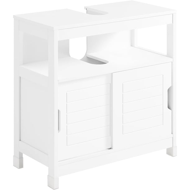 Mueble para Baño Armario Baño Lavabo Mueble Bajo Lavamanos Armario Organizador Pedestal Sink Cabinet Ideal para Almacenamiento y Organización del Baño(Desagüe al Suelo, Blanco FRG128-II-W)
