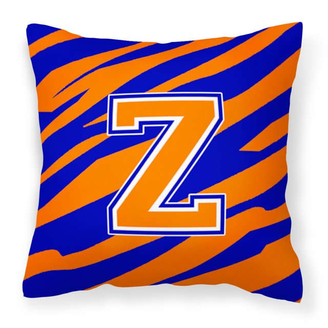 "Treasures CJ1023-ZPW1414 Monogram Initial Z Tiger Stripe Blue Orange Pillow, grande, multicolor" Caroline's Treasures CJ1023-ZPW1414